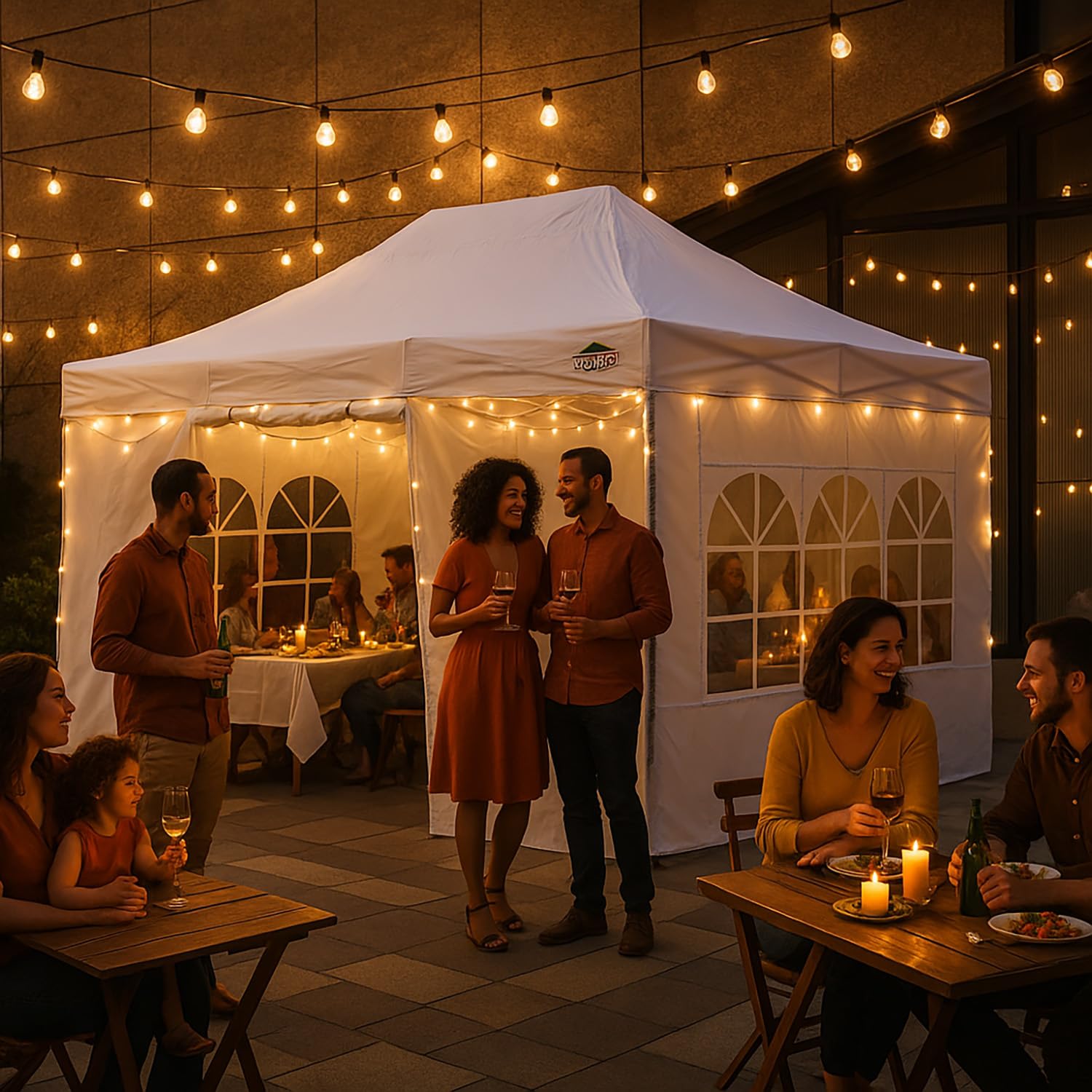 COBIZI 10x15 Pop Up Canopy,Heavy Duty Canopy UPF 50+ All Season Wind Waterproof Commercial Outdoor Wedding Party Tents for Parties Gazebo with Carry Bag(10 x 15 ft White)