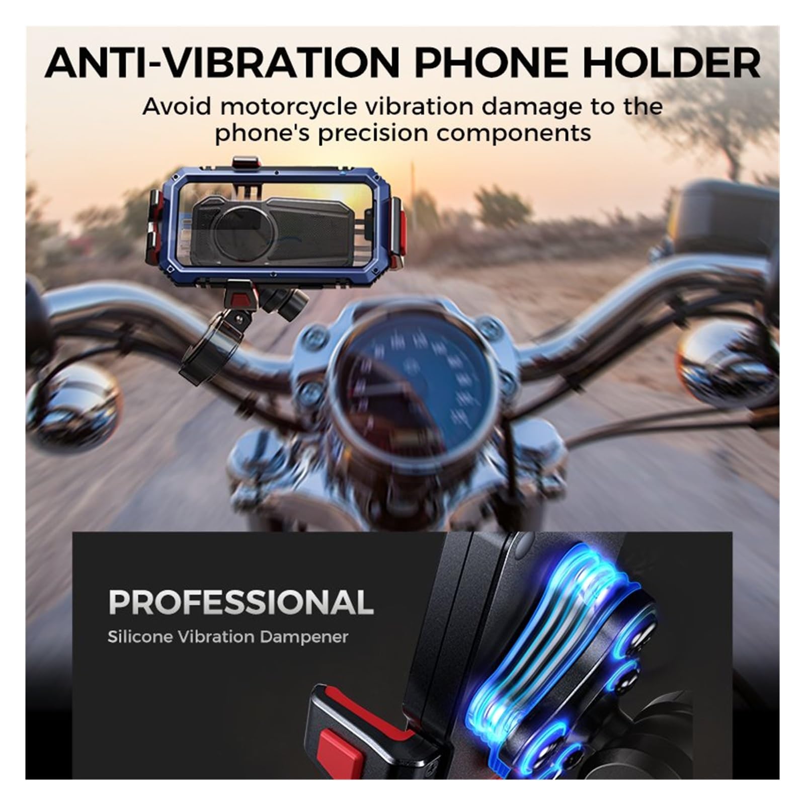 HILLAR Soporte Movil Moto Soporte De Teléfono para Motocicleta De Aleación De Aluminio con Amortiguador De Vibraciones Soporte para Teléfono De Motocicleta GPS Motocicleta Soporte Navegación