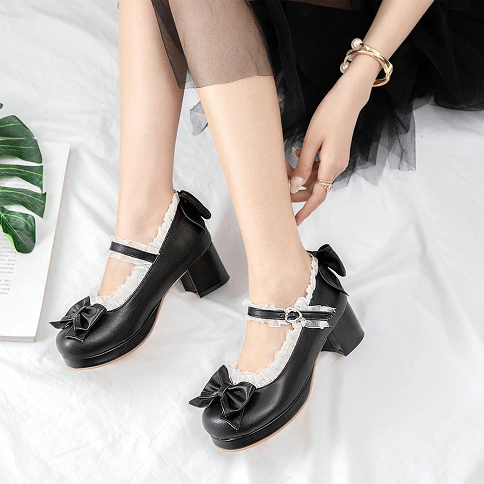 Donne Rotondo Punta Mary Jane Scarpe Lolita Shoes Bowknot Pelle Scarpe Dolce Bocca Scarpe Piattaforma Lolita Scarpe per Cosplay