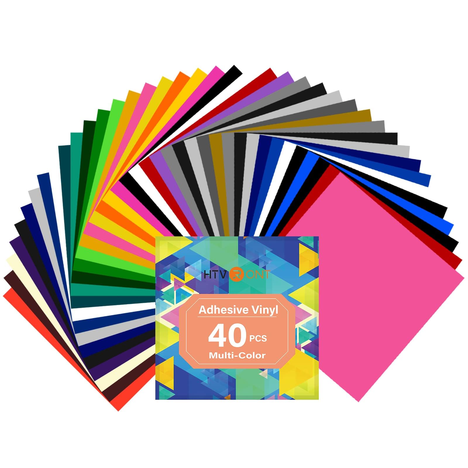 HTVRONTAdhesive Vinyl Sheets 40sheets - 12" x 12" Permanent Vinyl Sheets Bundle for Cups, Decals, DIY Craft Projects
