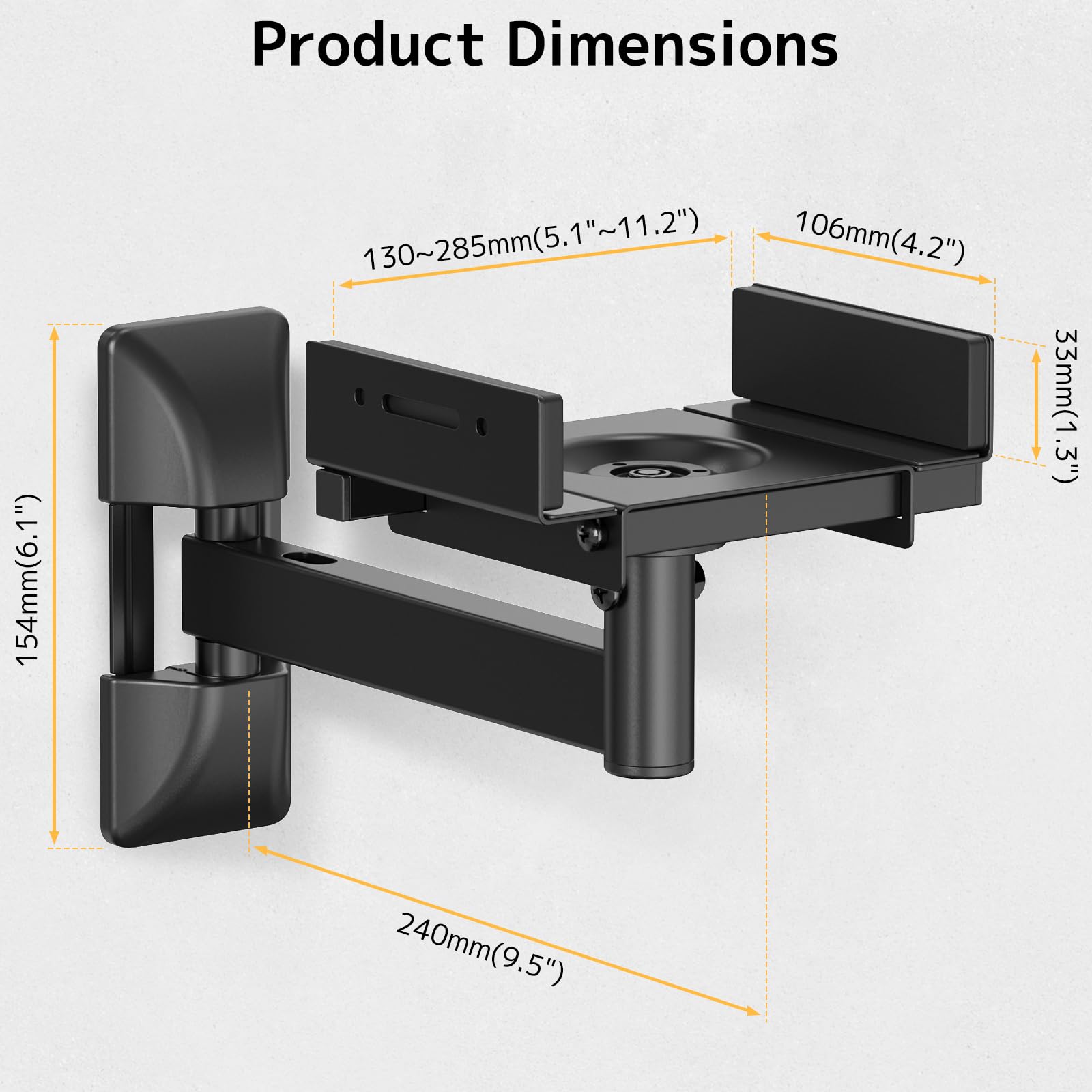 PUTORSEN Lautsprecher Wandhalterung - Voll einstellbare Universal Lautsprecher Halterung Wand, 2 Pack Boxen Wandhalterung, hält bis zu 25kg
