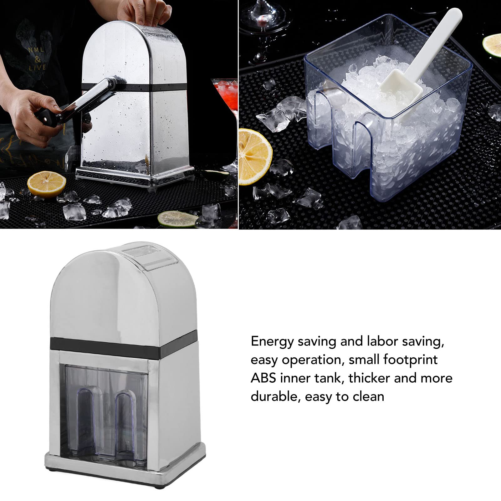 FLEXMAN Manual Ice Crusher, Ice Shaver Machine with Transparent Cover, Snow Cone Machine for Bars, Restaurants, Milk Tea Shops, Ice Cream Shops, Cafes