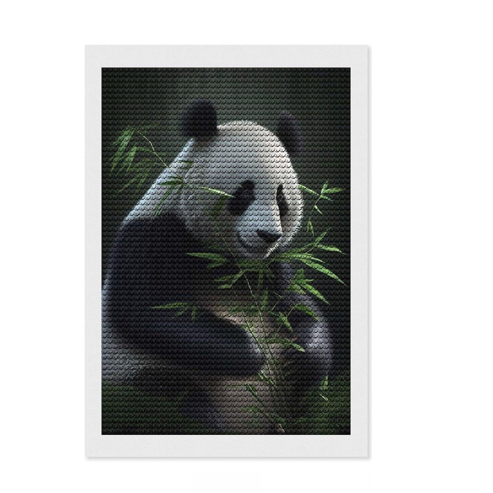 Junmoney Panda Bamboo Diamond Art Kit 8"x12", for Craft Lovers, Satisfying Creative Project, Birthday Gift, Home Wall Decor