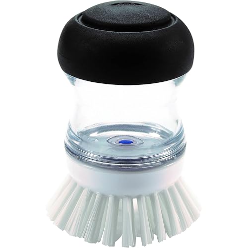 OXO Good Grips Soap Dispensing Palm Brush, Black/Clear/White
