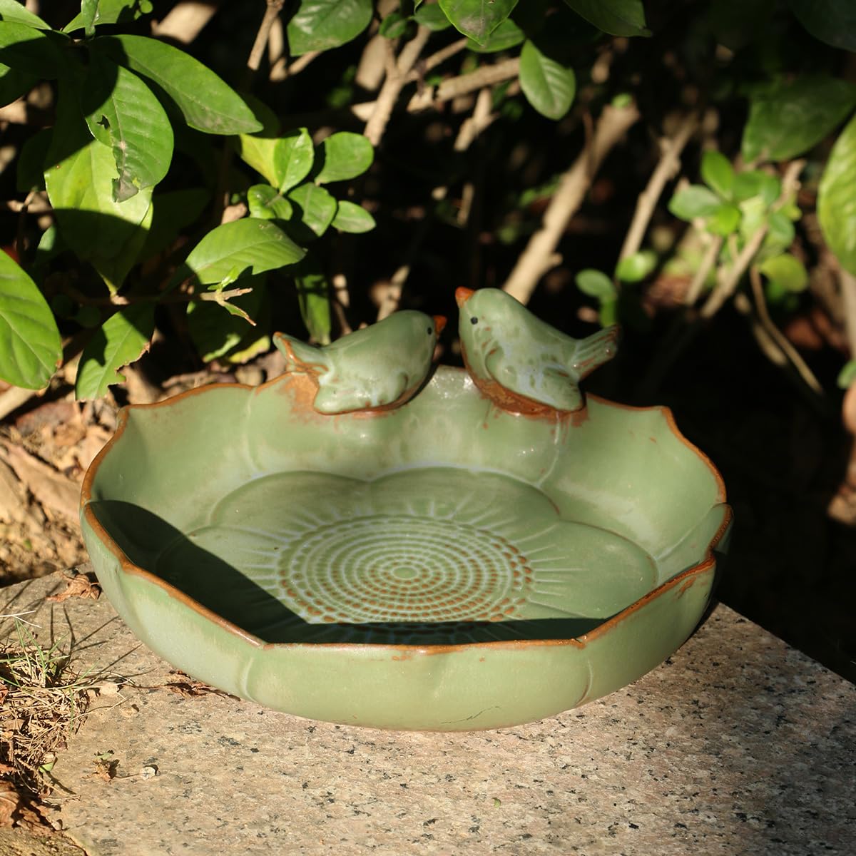 Keramik-Vogeltränke für den Außenbereich, 24.5 cm große Keramik-Vogeltränke für draußen, wetterfeste Vogeltränken für den Garten, Terrasse, Balkon und Rasen. (Large)