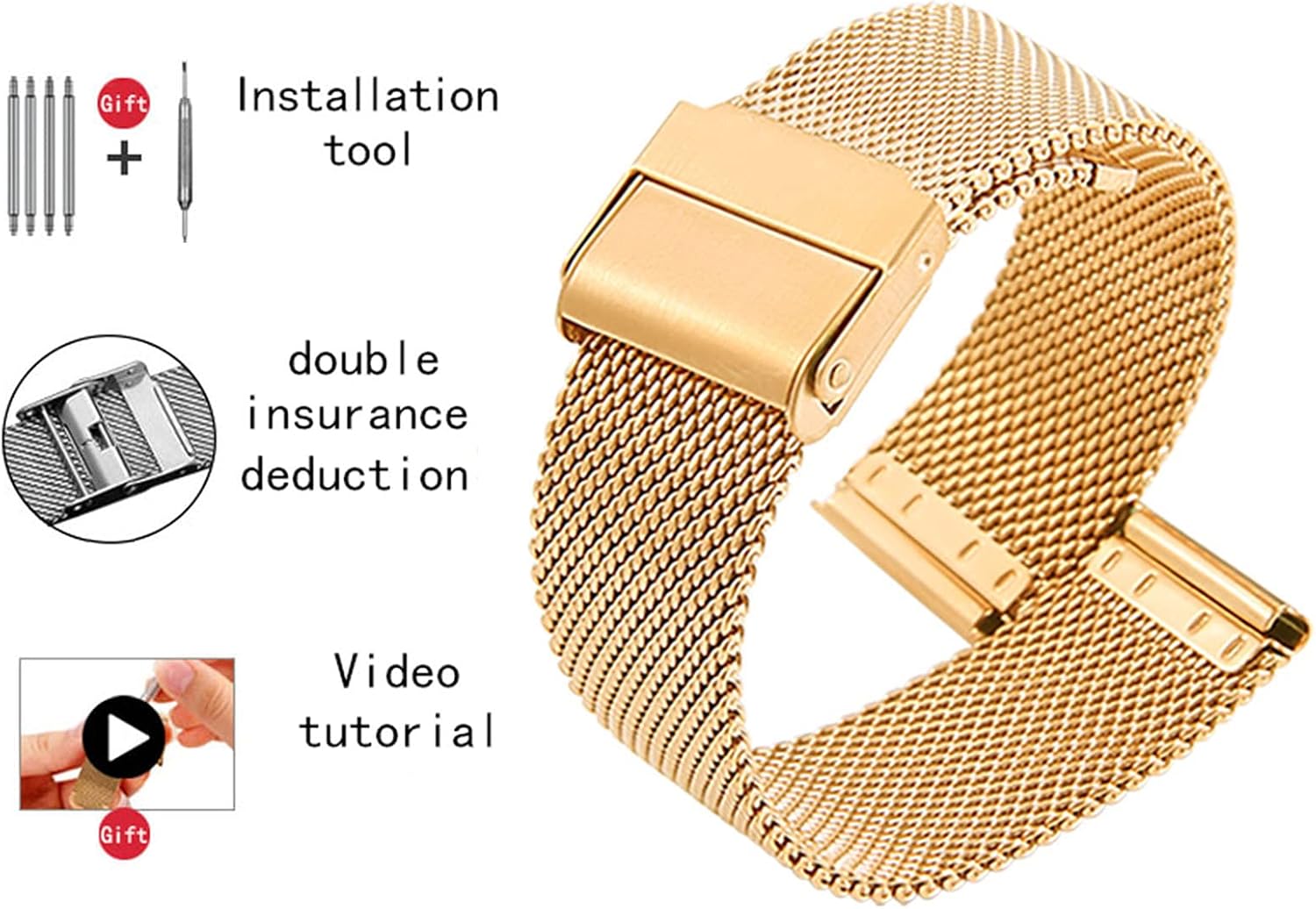 Stainless Steel Mesh Watch Straps for Men &Women Ultra Thin Universal Premium Quick Release Adjustable Mesh Watch Bands Metal Strap Compatible with Most Watches