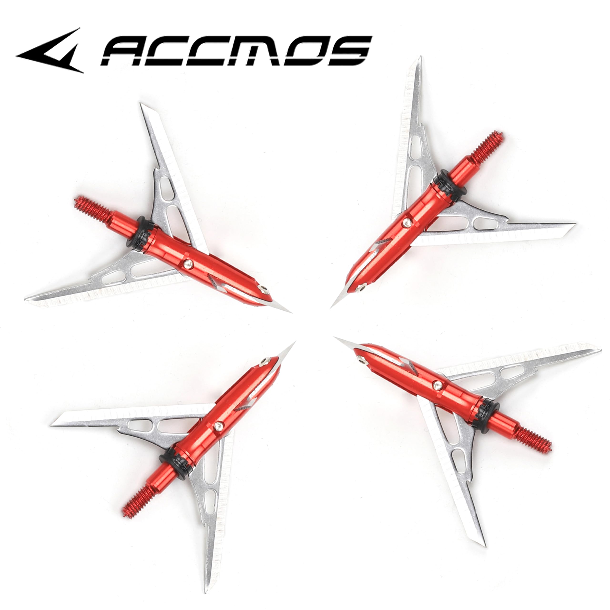 ACCMOS 6/12 Pezzi Freccia Broadhead Punte di Freccia da Caccia 100 Grani per Arco Compound Arco Ricurvo Tiro a Segno Caccia Accessori per Frecce (12 PCS)