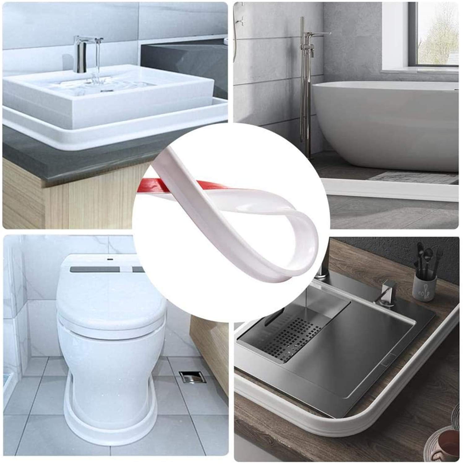 Tira de retención de Agua Junta de Silicona para baño o baño Parada de Flujo de Agua Umbral de Ducha Plegable Barrera de Ducha Ideal para Sistema de retención 180 cm Negro