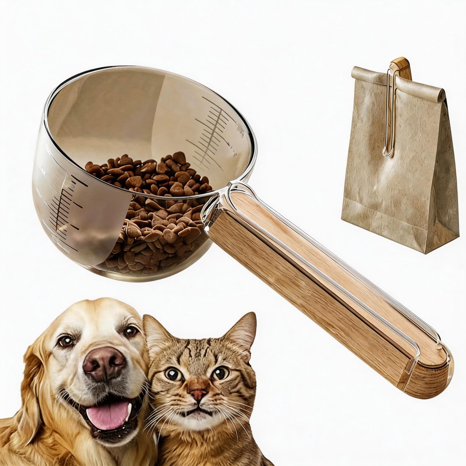 Dog Food Scoop & Measuring Cup, Pet Food Scoop with Clear Scale for Precise Portion Control, Lightweight Durable Dog Food Scoop Measure for Cats & Dogs