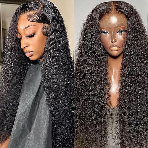 30 Inch Deep Wave Lace Front Wigs Human Hair 200% Density 13x6 Deep Wave HD Lace Frontal Wigs for Women Glueless Full Deep Curly Wig Human Hair Pre Plucked with Baby Hair Natural Hairline