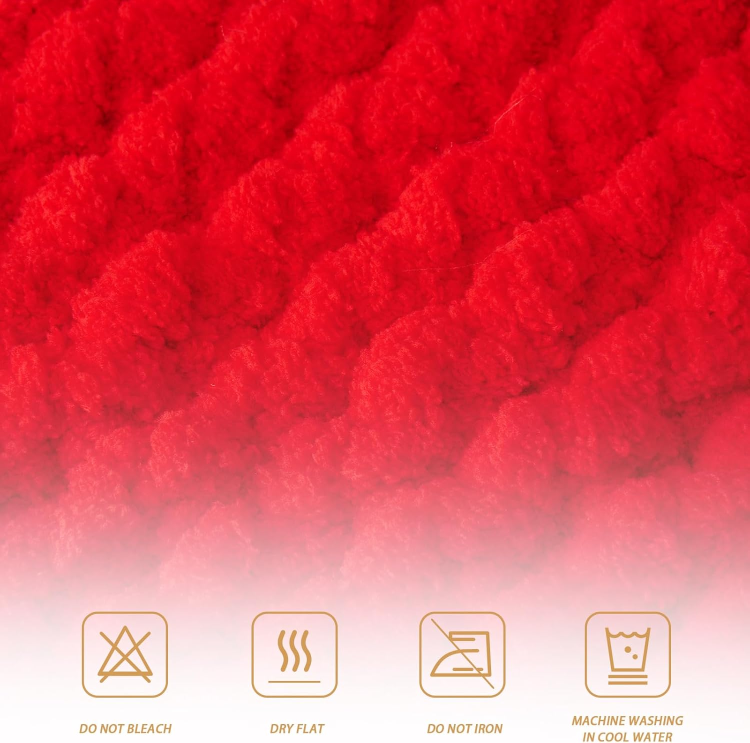 Chunky Chenille Yarn for Crocheting/Arm Knitting, Super Soft Jumbo Knit Blanket Yarn Red 2 Pack (32 yds, 8.5 oz Each Pack)