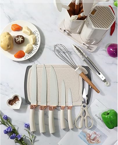 Miniatura 7 de BRIIEC Juego de utensilios de cocina de silicona con mango de madera 18 en 1, juego de cuchillos con bloque, herramientas de cocina, accesorios de