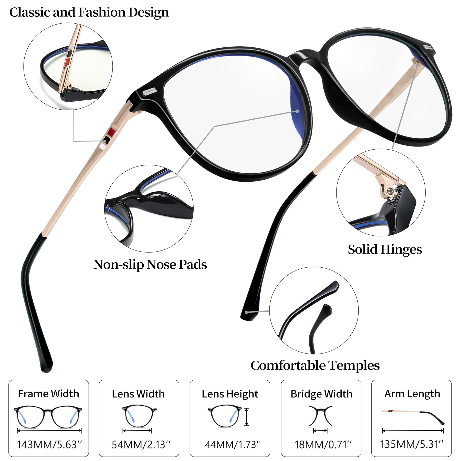 Joopin Lunettes anti Lumière Bleue pour Femme Protection Écran Anti-Fatigue pour Gaming et Ordinateur avec Filtre UV400