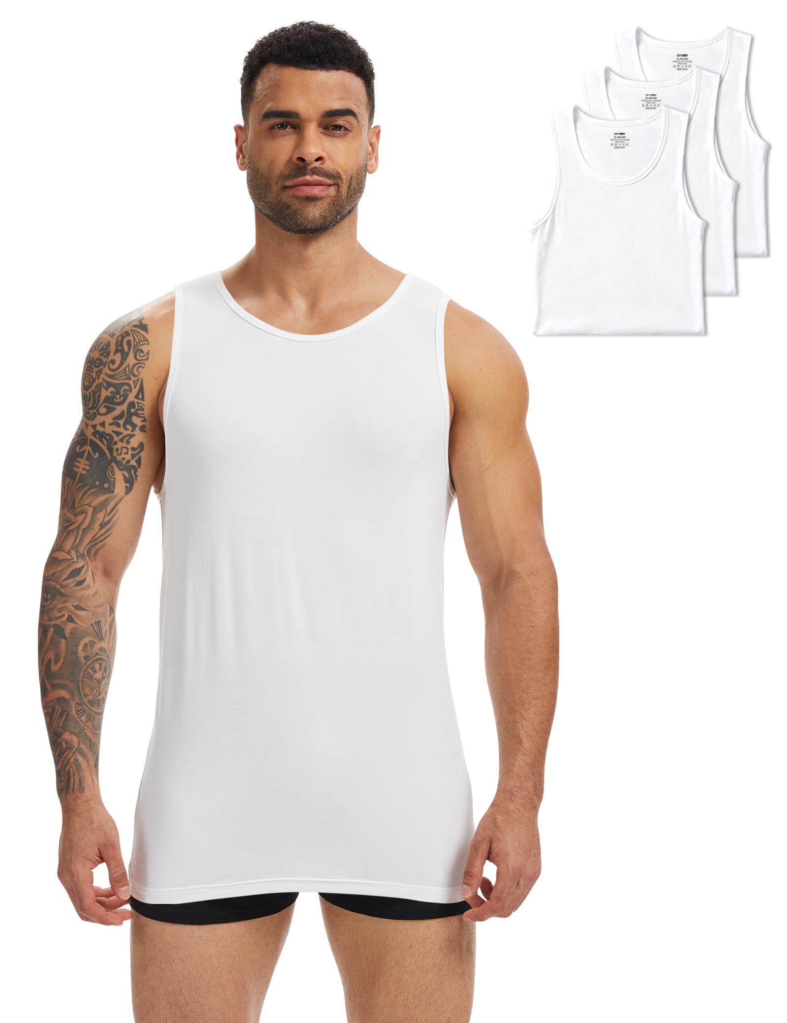 Mens Tall Sleeveless Undershirt Lightweight Breathable S-4XL (1&amp;3 Pack)