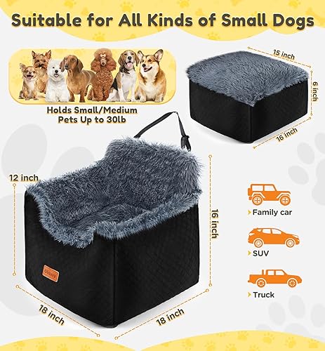 Miniatura 4 de Gimars Asiento de automóvil resistente de espuma gruesa para perros pequeños con correa de clip ajustable de seguridad, desmontable, lavable,