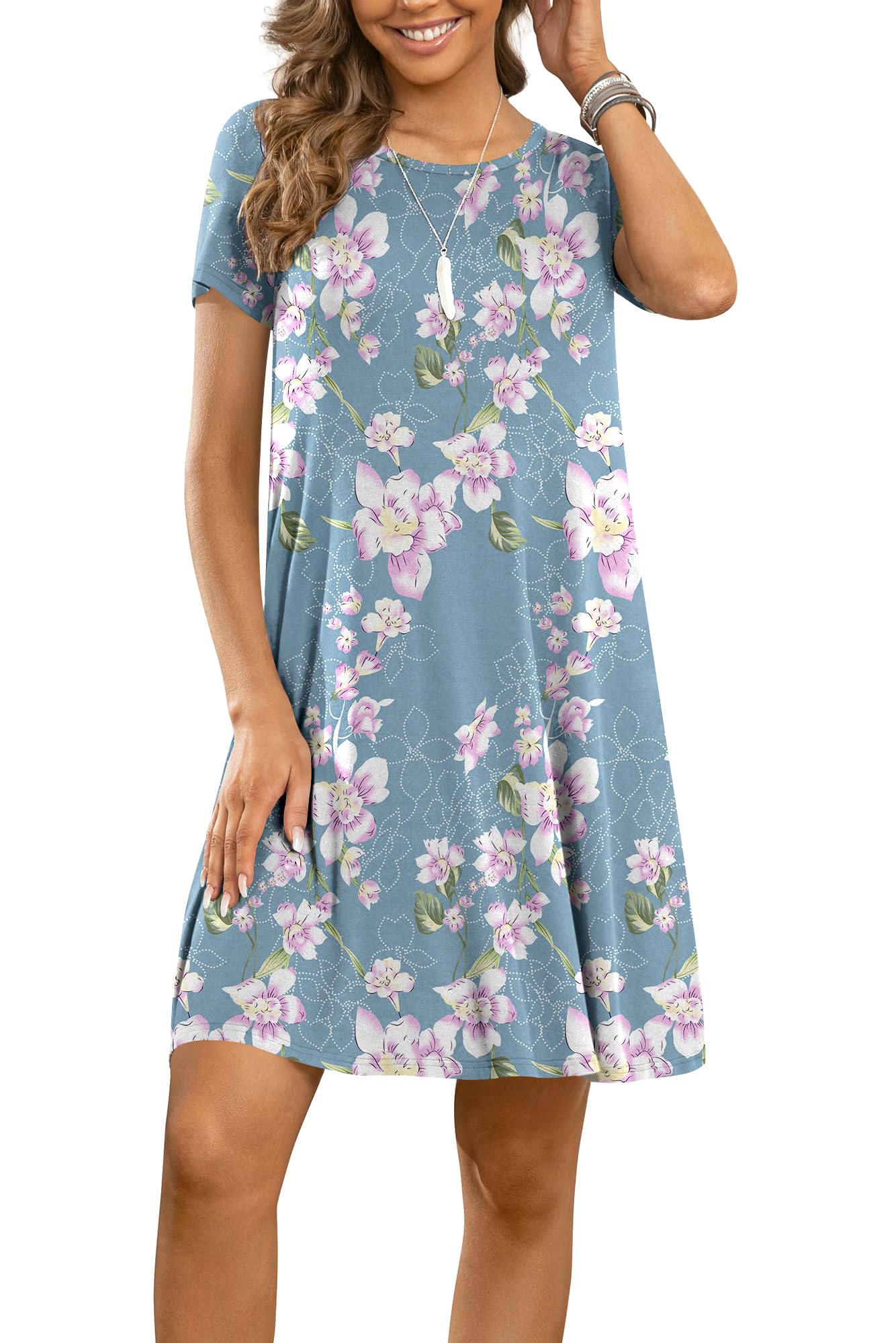 Women's Summer Casual Tshirt Dresses Short Sleeve Cover ups Beach Loose Dress