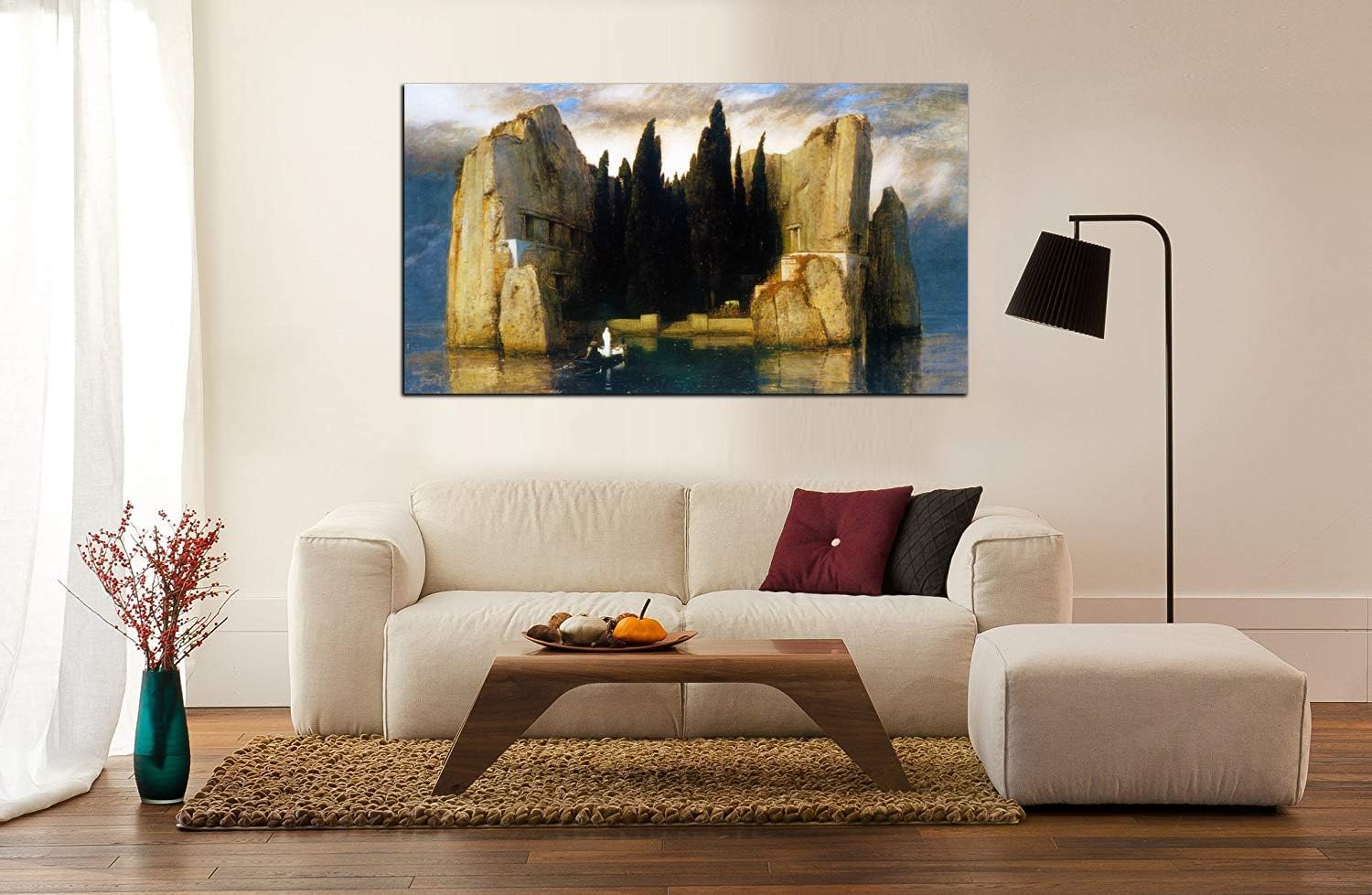 Grafic Quadro L'isola della morte (terza versione) - Arnold Böcklin - stampa su tela canvas con o senza telaio (QUADRO CON TELAIO IN LEGNO, CM 200X108)