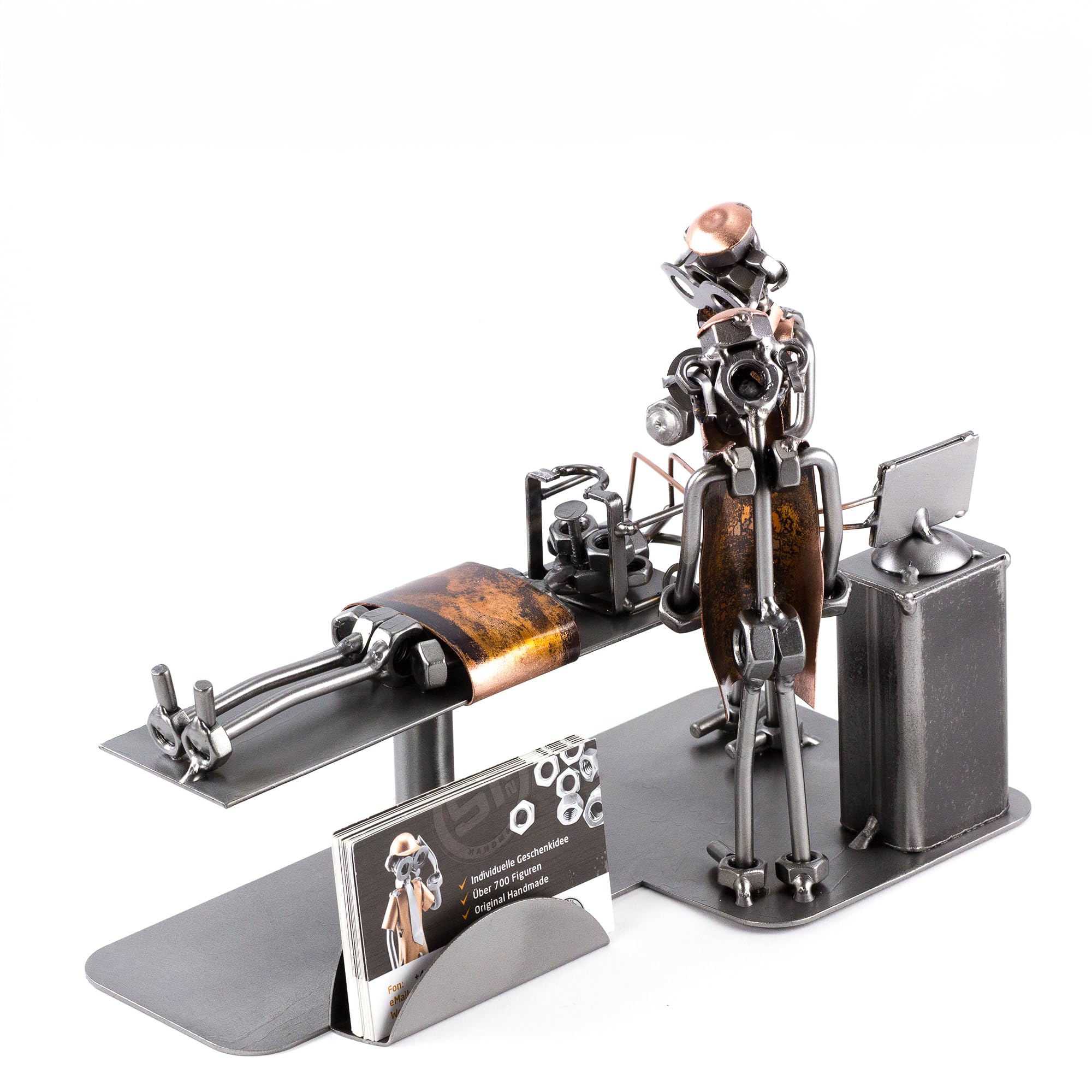 Steelman24 I Omini di Viti Neurochirurgo con Portabiglietti da Visita I Idee Regalo Originale I Soprammobili in Metallo I Modellino