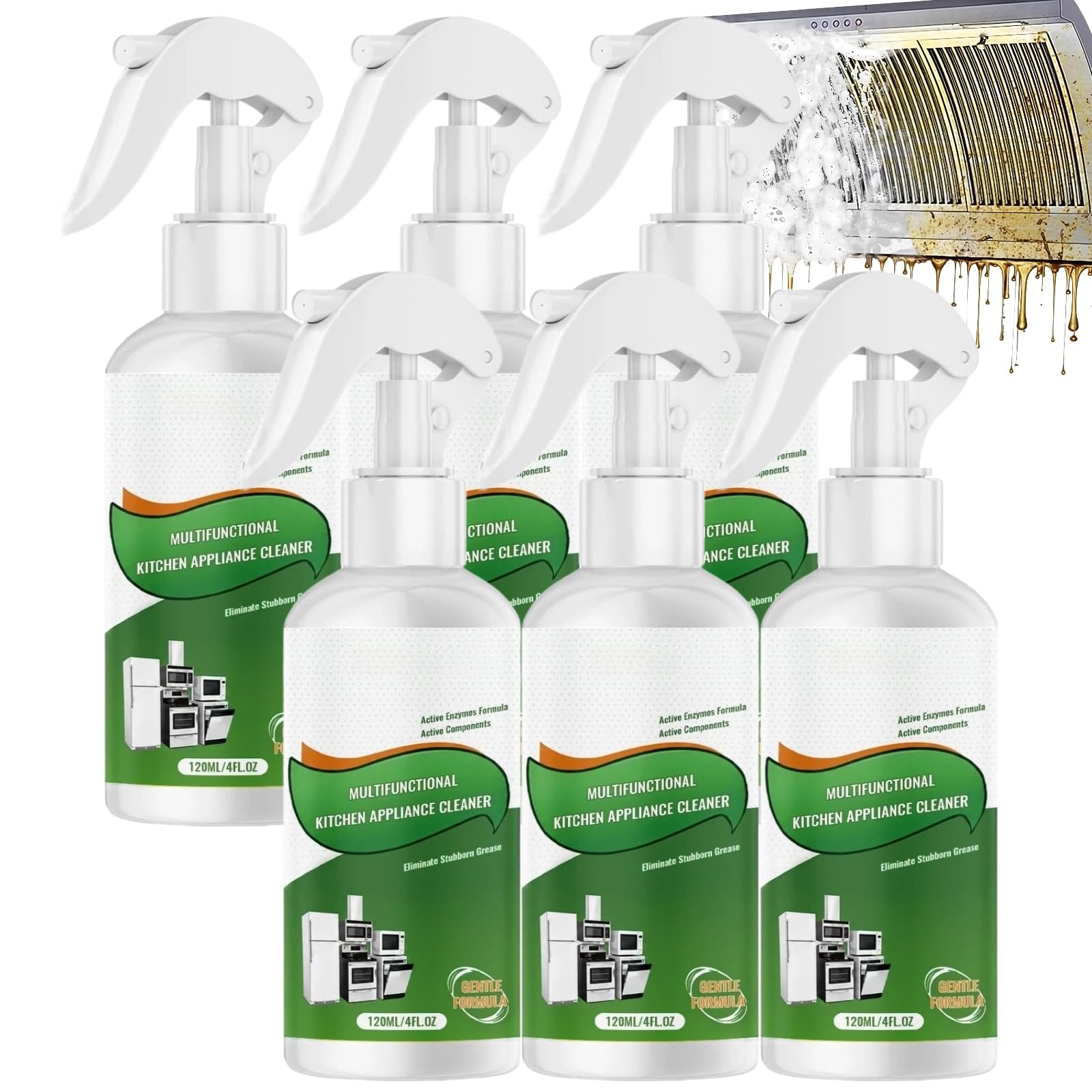 Spray limpiador multifuncional para utensilios de cocina, potente eliminación de manchas de grasa para cocinas de gas y hornos, removedor de aceite altamente eficaz, sin vapores agresivos, versátil (6