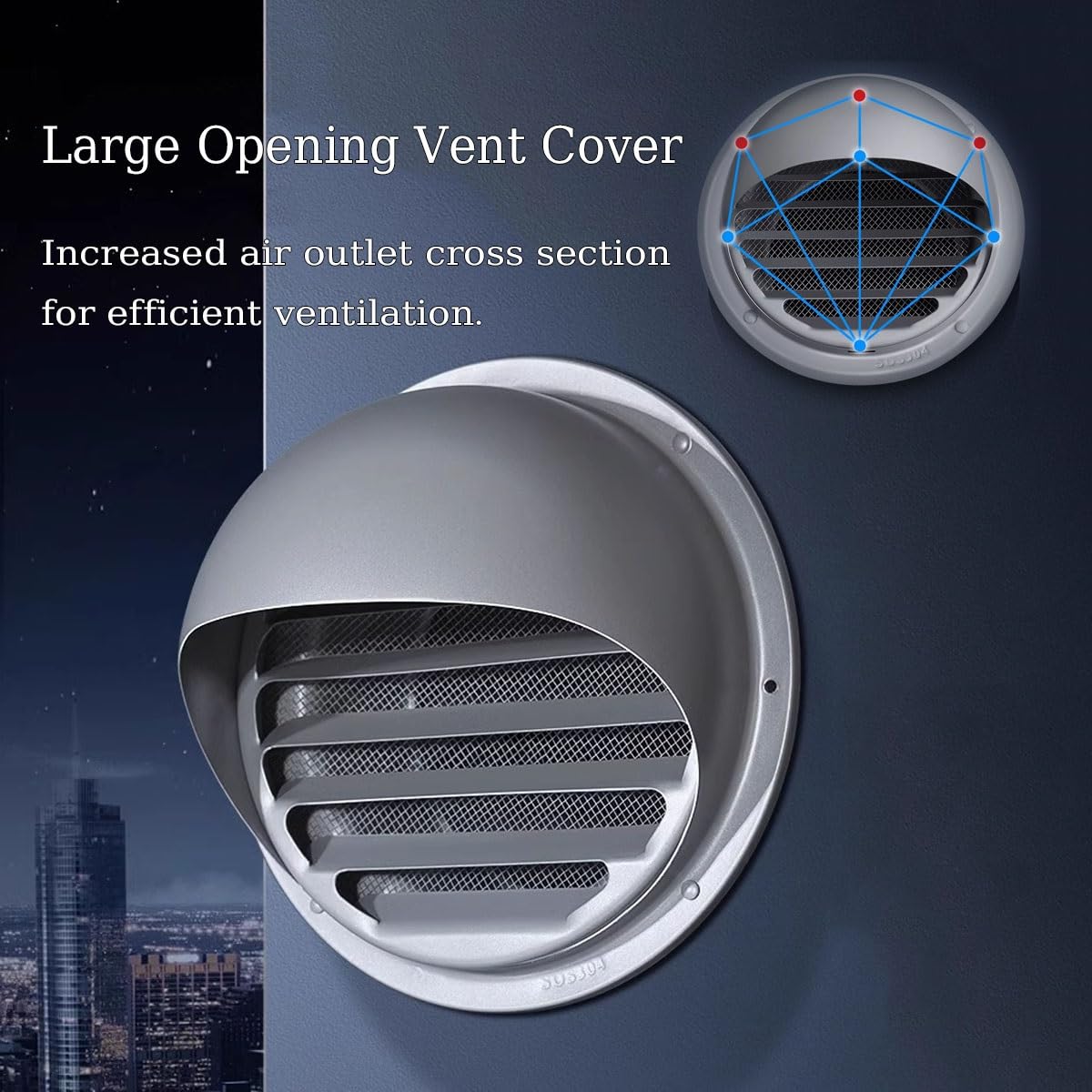 Griglia di Scarico Rotonda per Ventilazione Esterna a Parete, griglia di Ventilazione in Acciaio Inox Resistente alla corrosione (Gialla, 180 mm/7,2 Pollici)