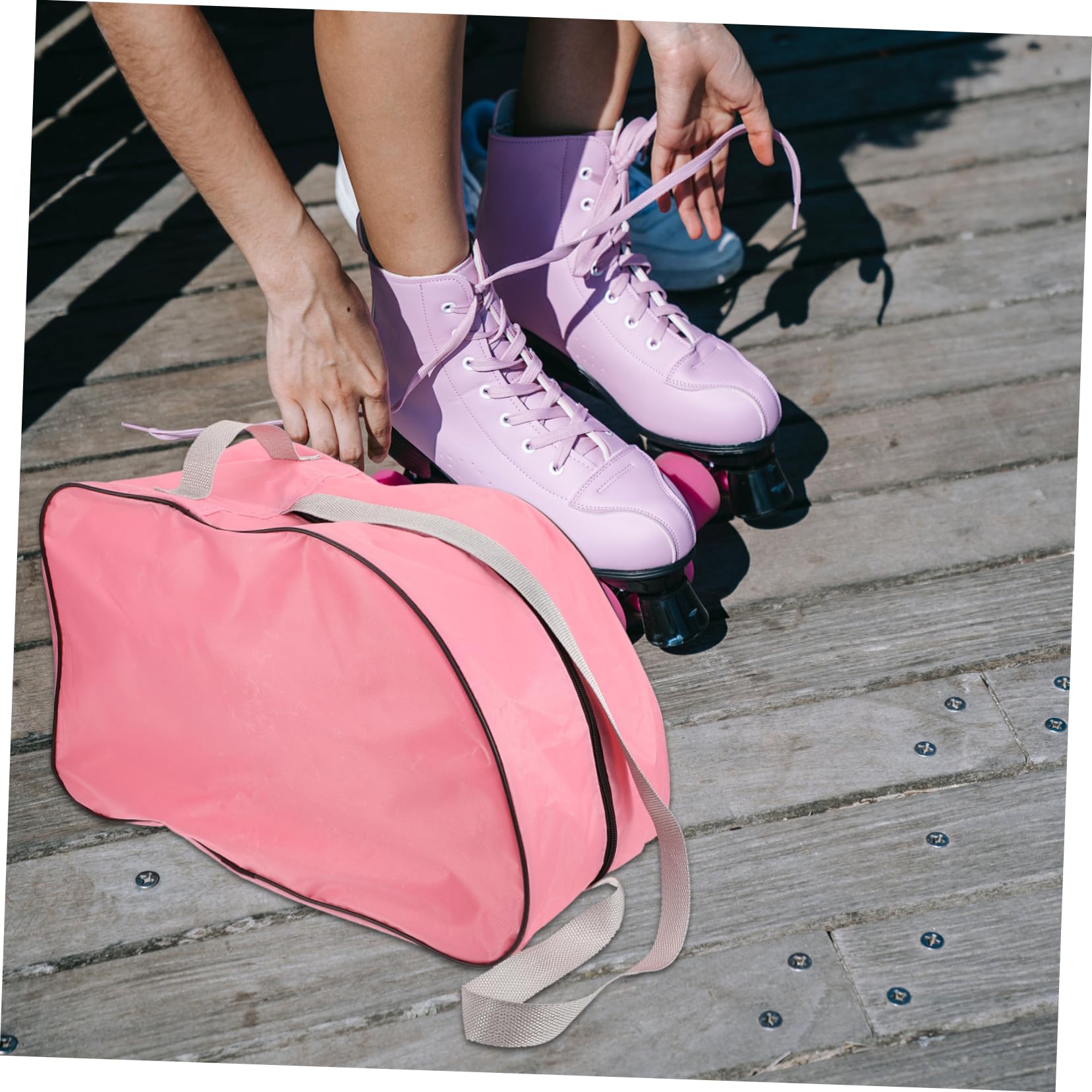 KOMBIUDA Borsa Facile da Pulire e Design Semplice alla Moda Pasta Rotelle Rosa con Tracolla e Maniglia per Pattini a Rotelle e Ghiaccio Ghiaccio per Uso All'aperto