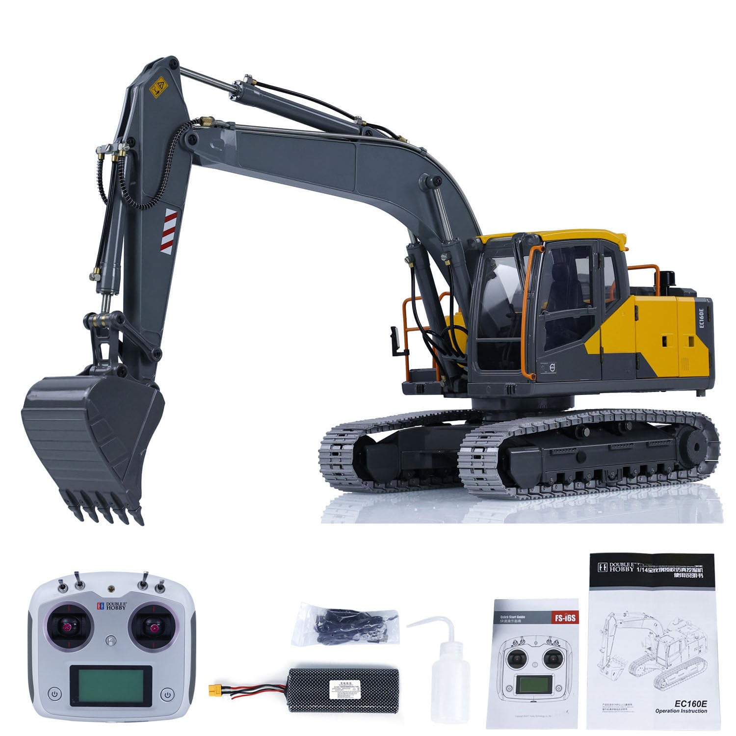 Double E RC Hydraulic Excavator for 1/14 EC160E E111 Alloy Remote Control Diggers Model I6S Radio Controller Light