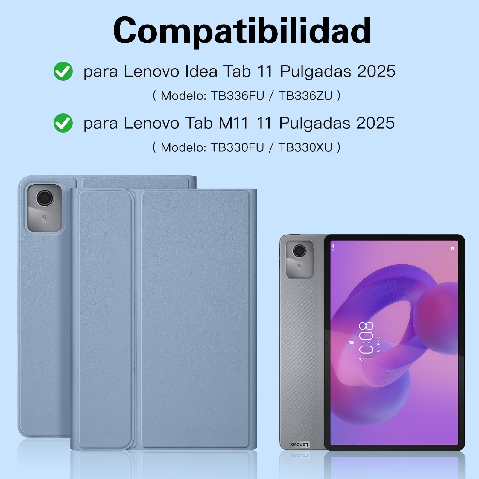 Custodia con tastiera per Lenovo Idea Tab 11 2025, Bluetooth senza fili staccabile custodia protettiva sottile per tablet Lenovo Idea Tab 11 pollici 2025 (TB-336FU/TB-336ZU),blu e bianco