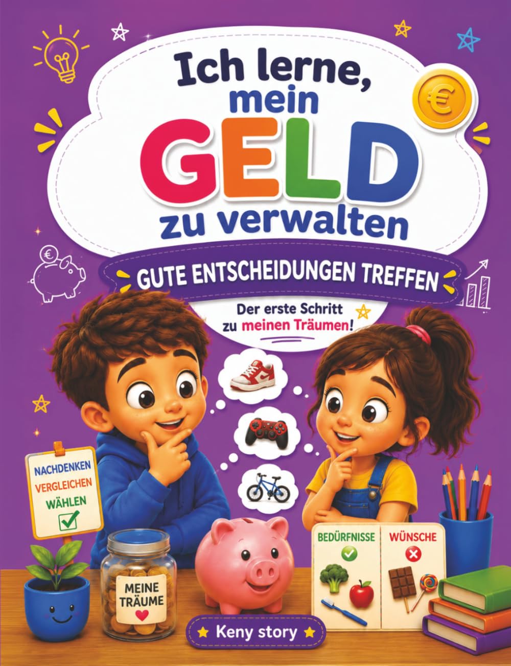 Gute Entscheidungen treffen: Die wahre Geschichte hinter dem Geheimnis: Bedürfnisse und Wünsche unterscheiden, Budget planen, sparen lernen, kluge ... entwickeln, Quiz und Ausmalbilder für Kinder