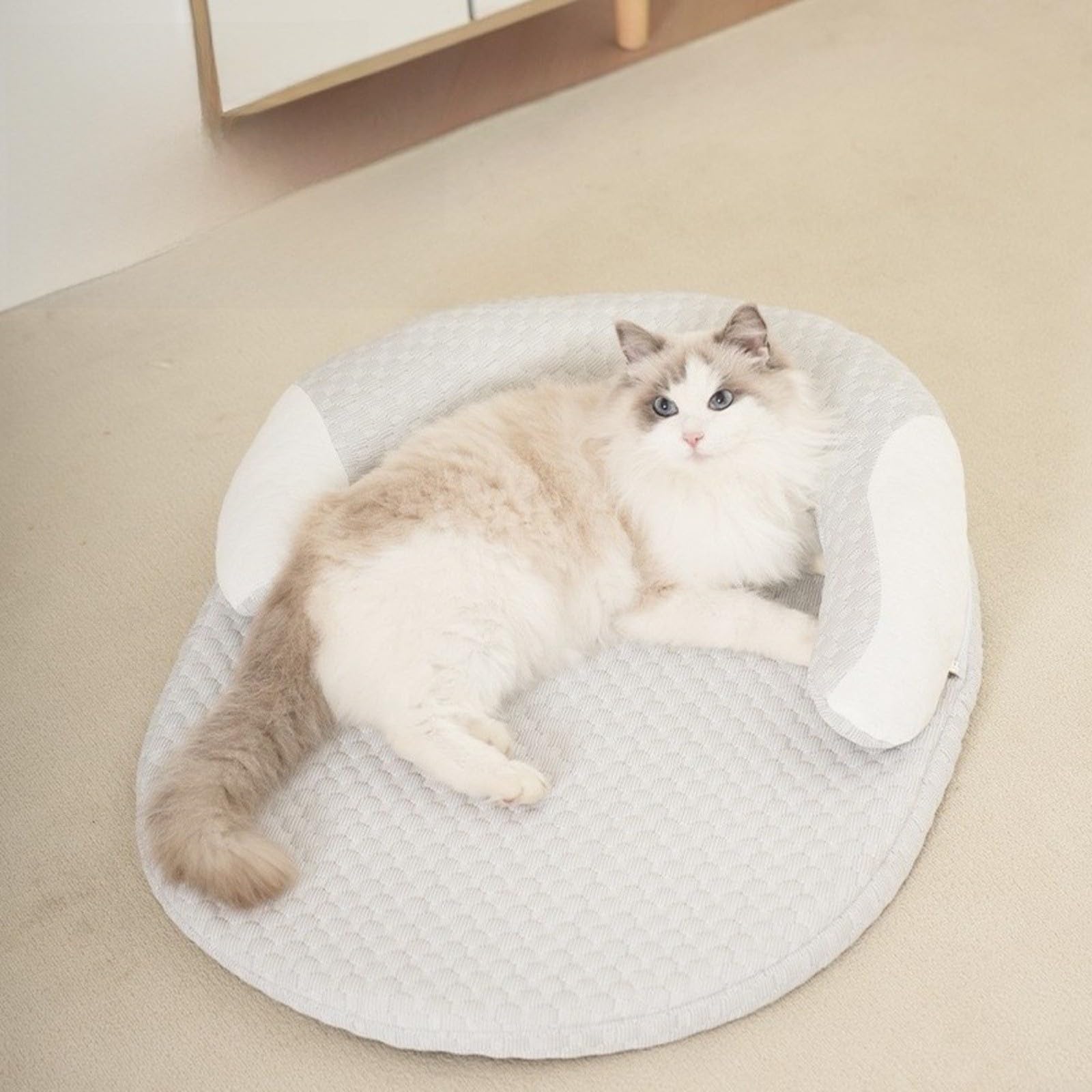 Alfombrilla de refrigeración, para mascotas con almohada extraíble, lavable, transpirable, antideslizante, cama para perros y gatos en verano, varios tamaños (2XL)