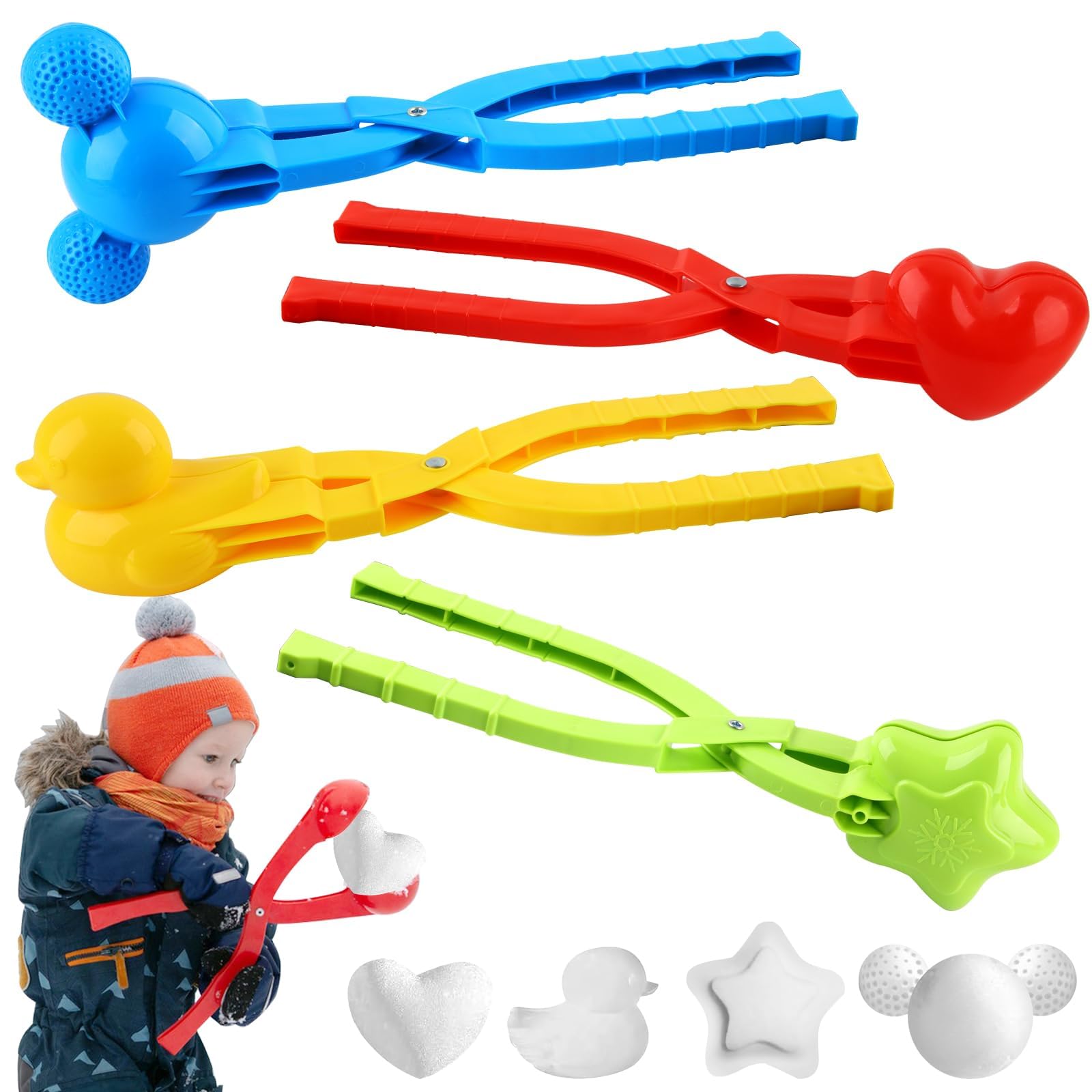 Clip di Palla di Neve Grande 4 Pezzi, ZoneYan Stampi per Palla di Neve, Pinza per Palla di Neve, Stampo per Creatore di Palle di Neve, Snowball Maker