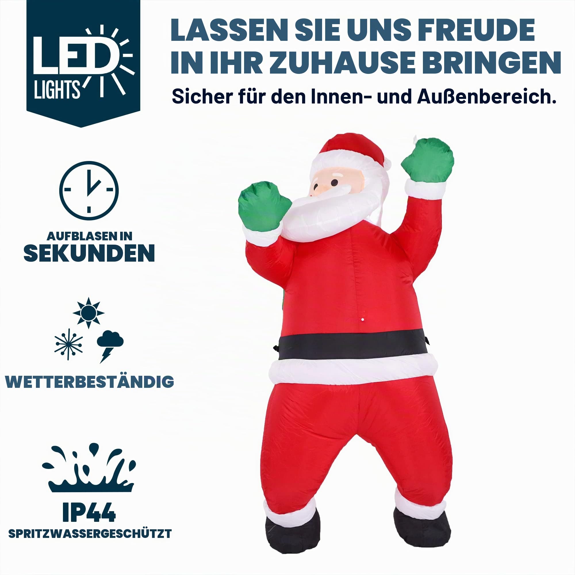 Joiedomi 1.65M/ 5.5FT groß Weihnachten aufblasbare hängende Weihnachtsmann mit Geschenk-Sack Dekorationen, Blow Up Klettern Santa mit Build-in LED für Xmas Party, Outdoor, Rasen Winterdekoration