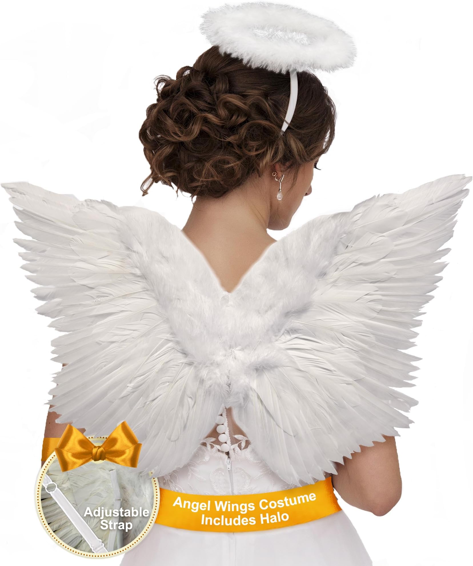 HAPPY PLACE PRODUCTS Angel Wings Costume for Women with Adjustable Straps to Fit Most Sizes Photoshoot prop Halloween Costume