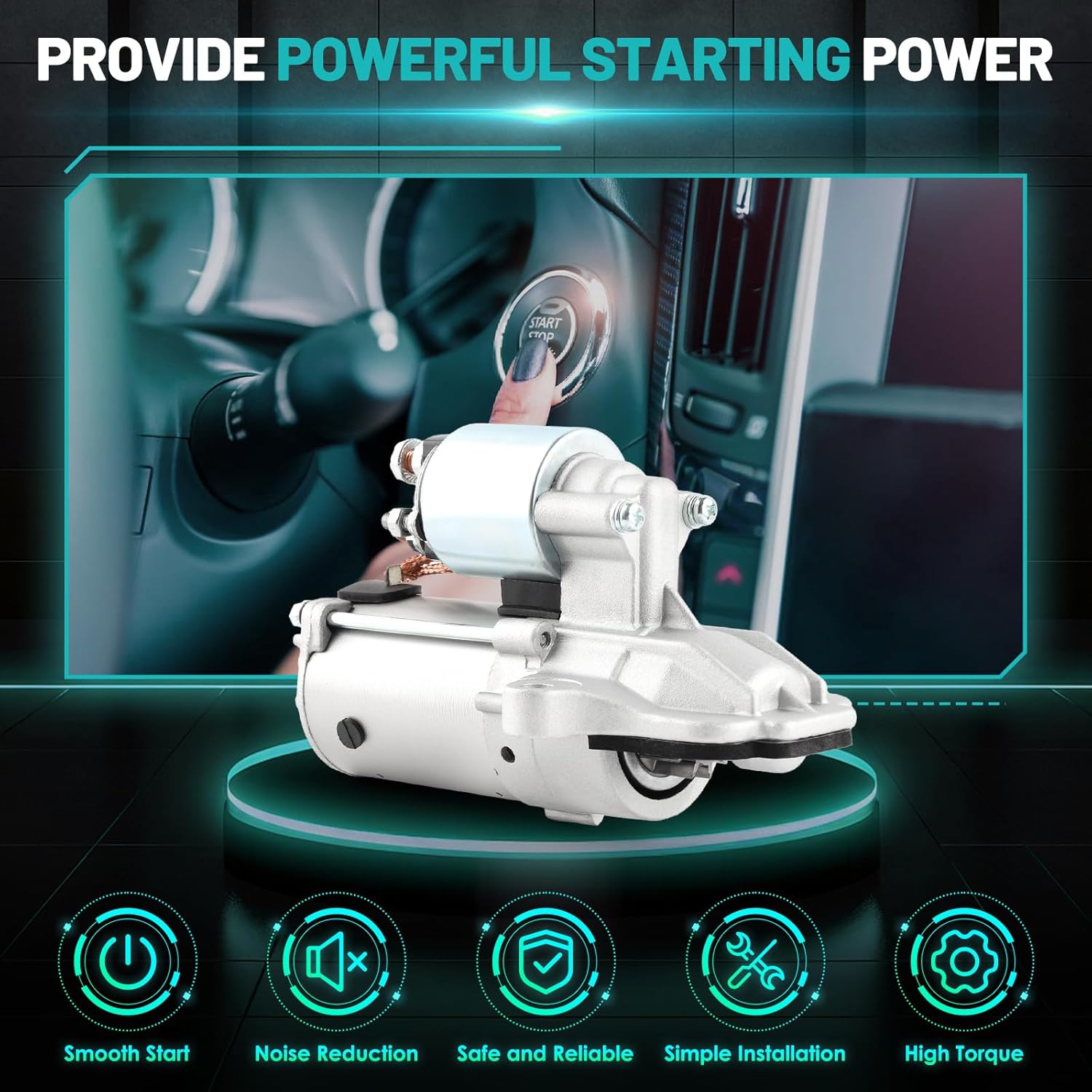 6674 Starter Motor Fit for Ford Edge Escape Explorer Focus Fusion Taurus Transit Connect, for Mazda Tribute, for Mercury Mariner Milan Automotive Replacement Starters#3S4T11000AB Engine Starter