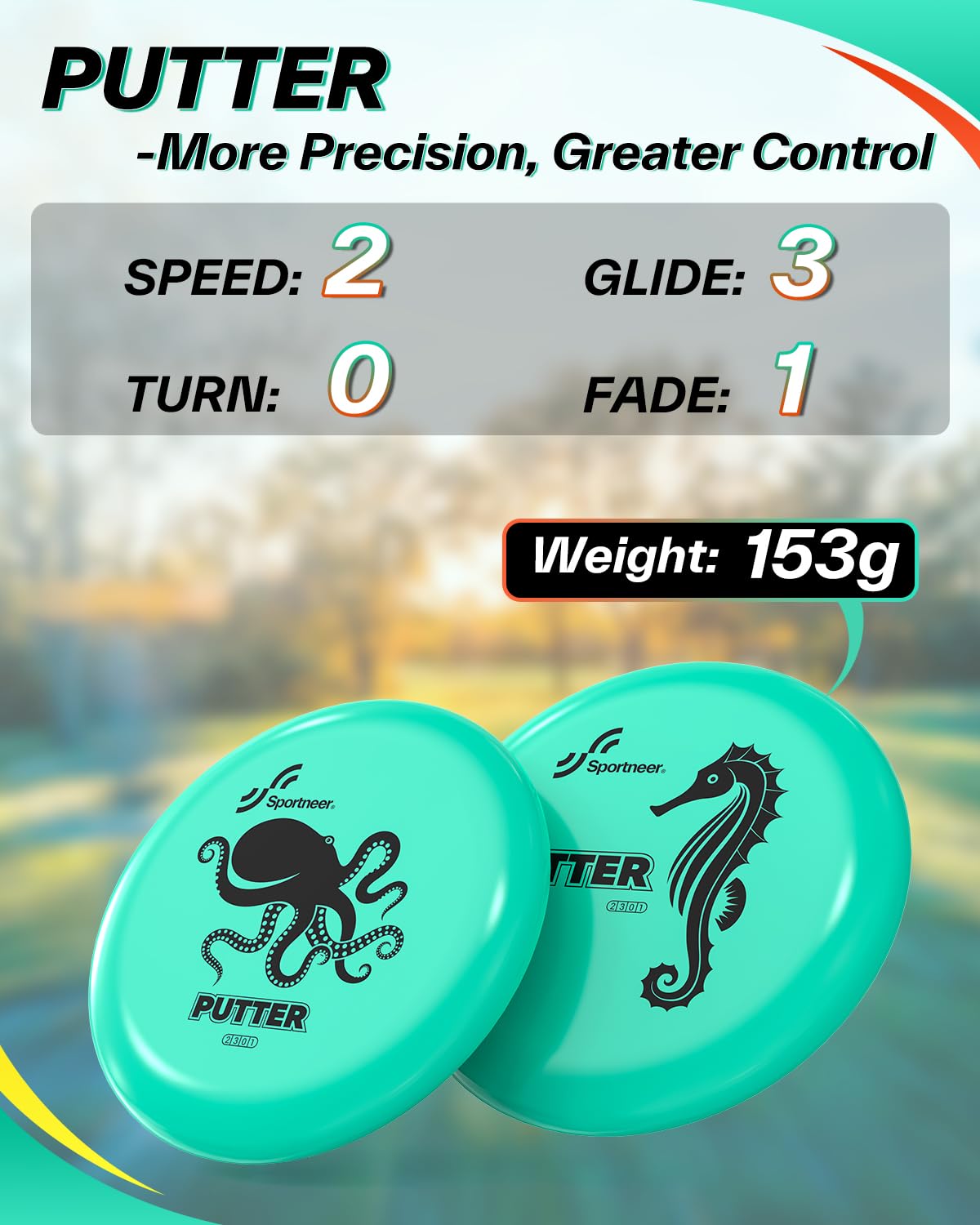 Sportneer Disc Golf Set – Discgolf Starter Set con motivo mare, 2 Driver, 2 Midrange, 2 Putter, Mini Disc Marker & Borsa per il trasporto – per principianti e esperti, outdoor e giardino