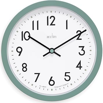 Acctim Elstow 20cm Wall Clock, Small Kitchen Clock with Glass Lens, Battery Operated Analog Wall Clock for Home Office, Living Room, Bedroom and Indoor Use