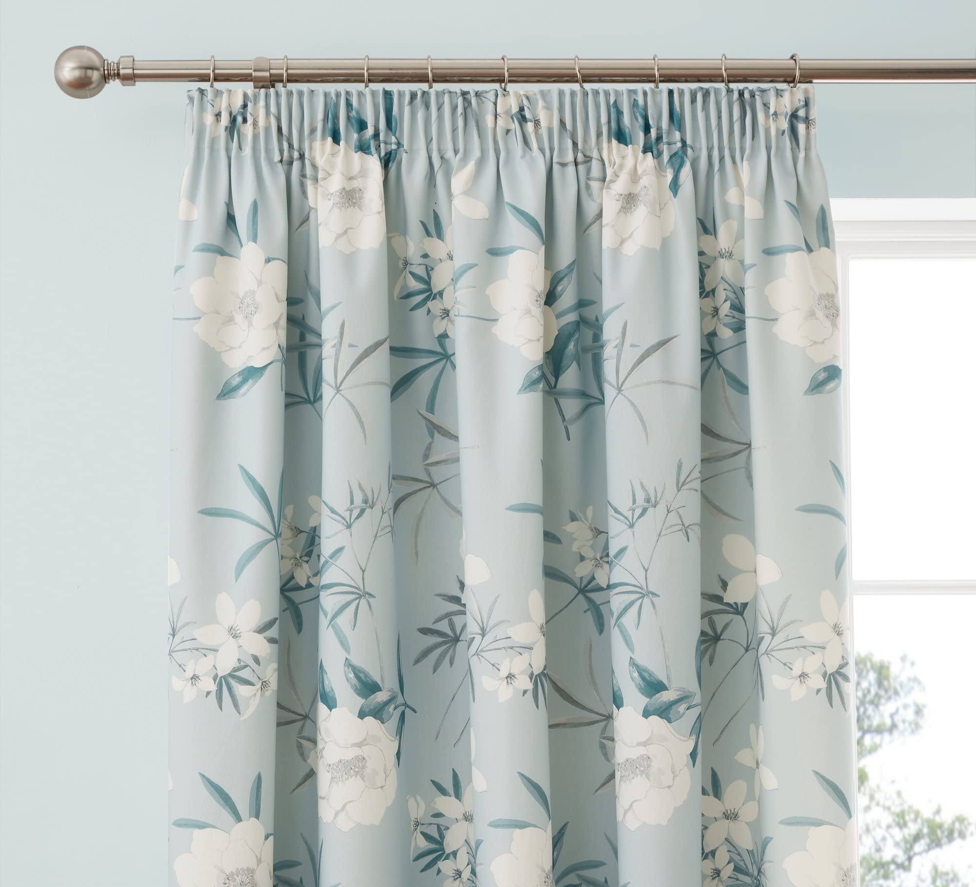 thumbnail: Dreams & Drapes Bloemen Gordijnen 229x229 Cm – 2 Panelen, 100% Katoen, Potloodplooi, Vintage Stijl