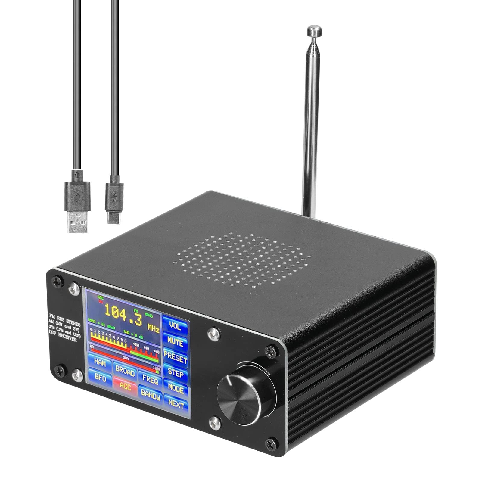 HEIYE ATS-100 SI4732/SI4735 Full-wave Band Radio Receiver FM LW (MW & SW) SSB (LSB & USB) Support Broadcast Searching with 2.4inch Touching Screen