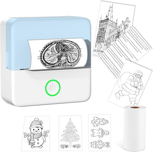 Bagvhandbagro Impresora térmica de bolsillo, impresora térmica sin tinta, impresora fotográfica portátil Bluetooth X6 para estudio, notas,