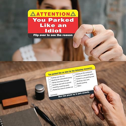Miniatura 3 de PARTH iMPEX Tarjetas de visita con texto en inglés You Parked Like an Idiota (paquete de 100) tarjetas de estacionamiento malas de 3.5 x 2 pulgadas,