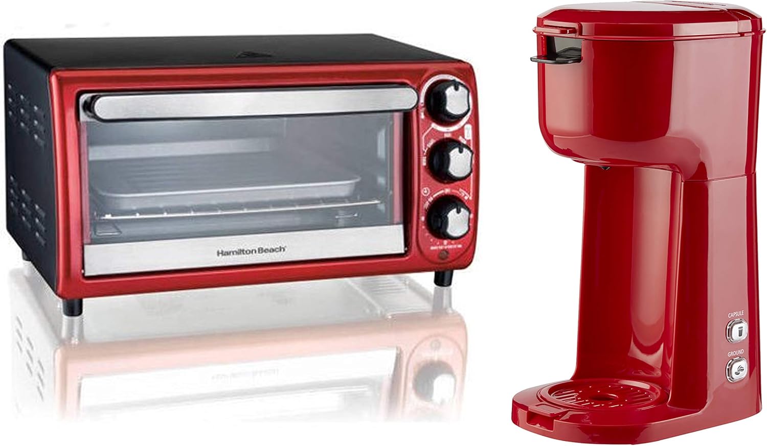 Hamilton Beach 4Slice Toaster Oven, Red bundle with