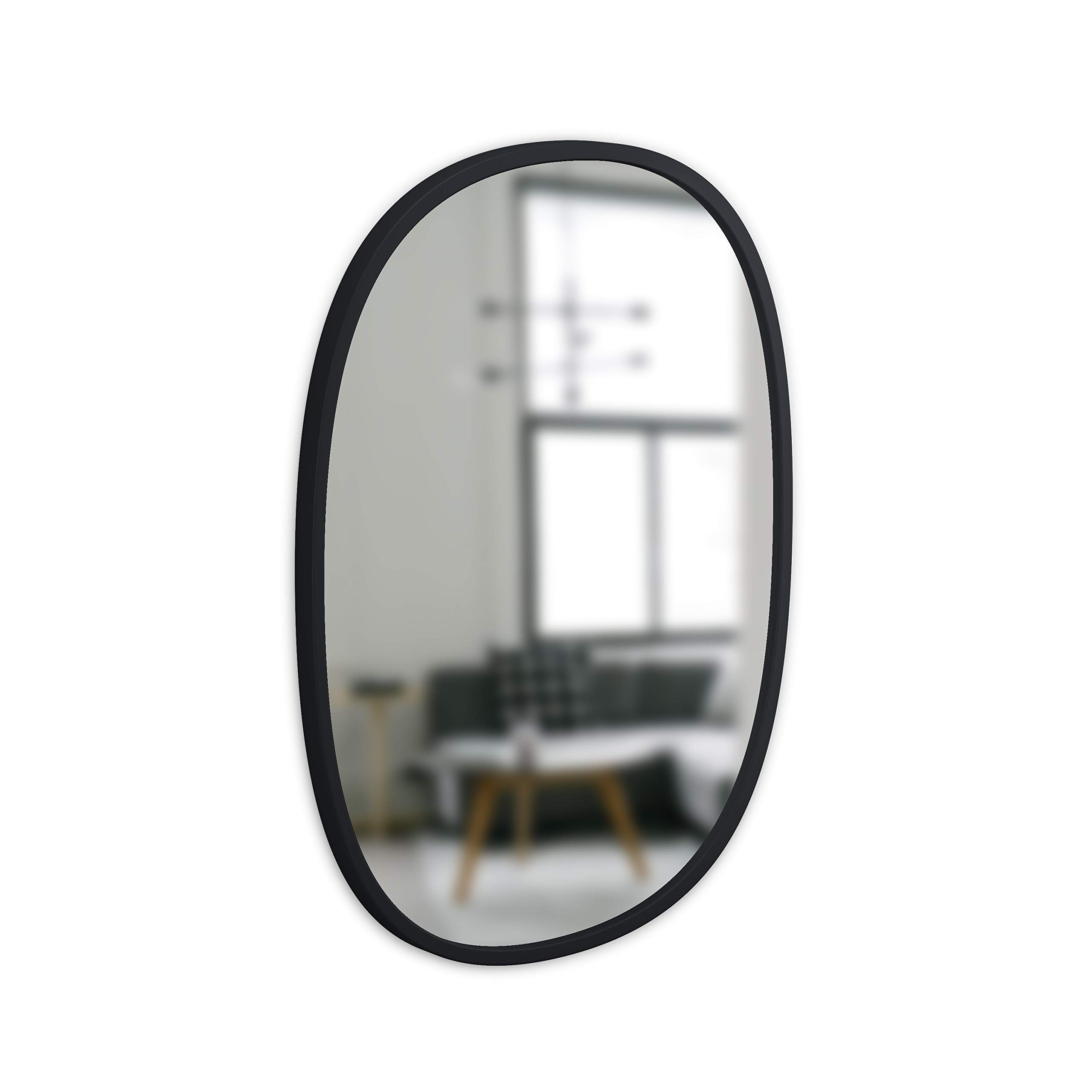 Umbra Hub Oval Wall Mirror, 18x24 Inch Decorative Hanging Mirror with Protective Rubber Frame