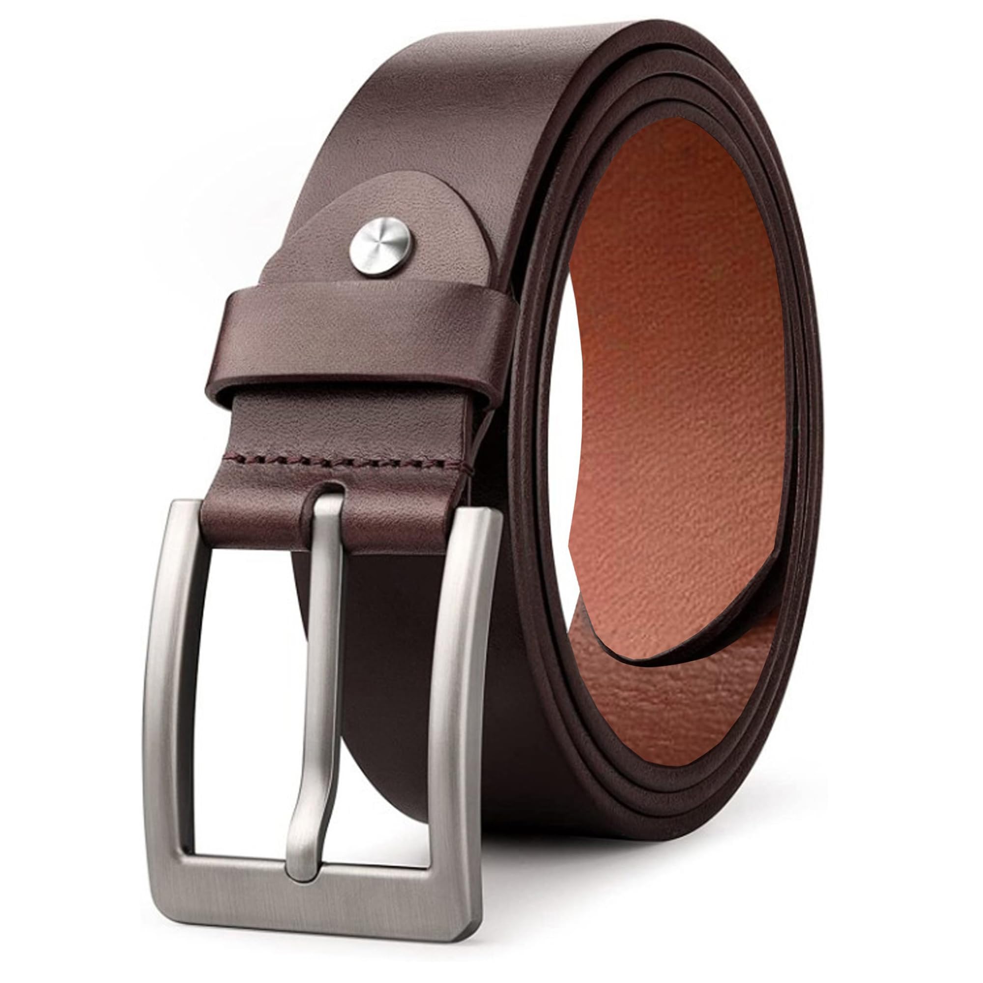 ZORO Men's Genuine Leather Belt – Black, 1.35" Width, Adjustable 28-48" Waist, Zinc Alloy Buckle - View #2