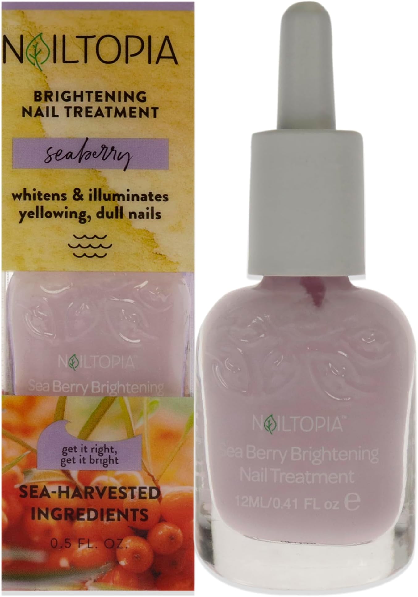 Nailtopia Healing and Brightening Nail Treatment - Nail Growth Oil - Nail Strengthener Treatment for Hard Nails - With Superfood Sea Berry - 0.41 oz