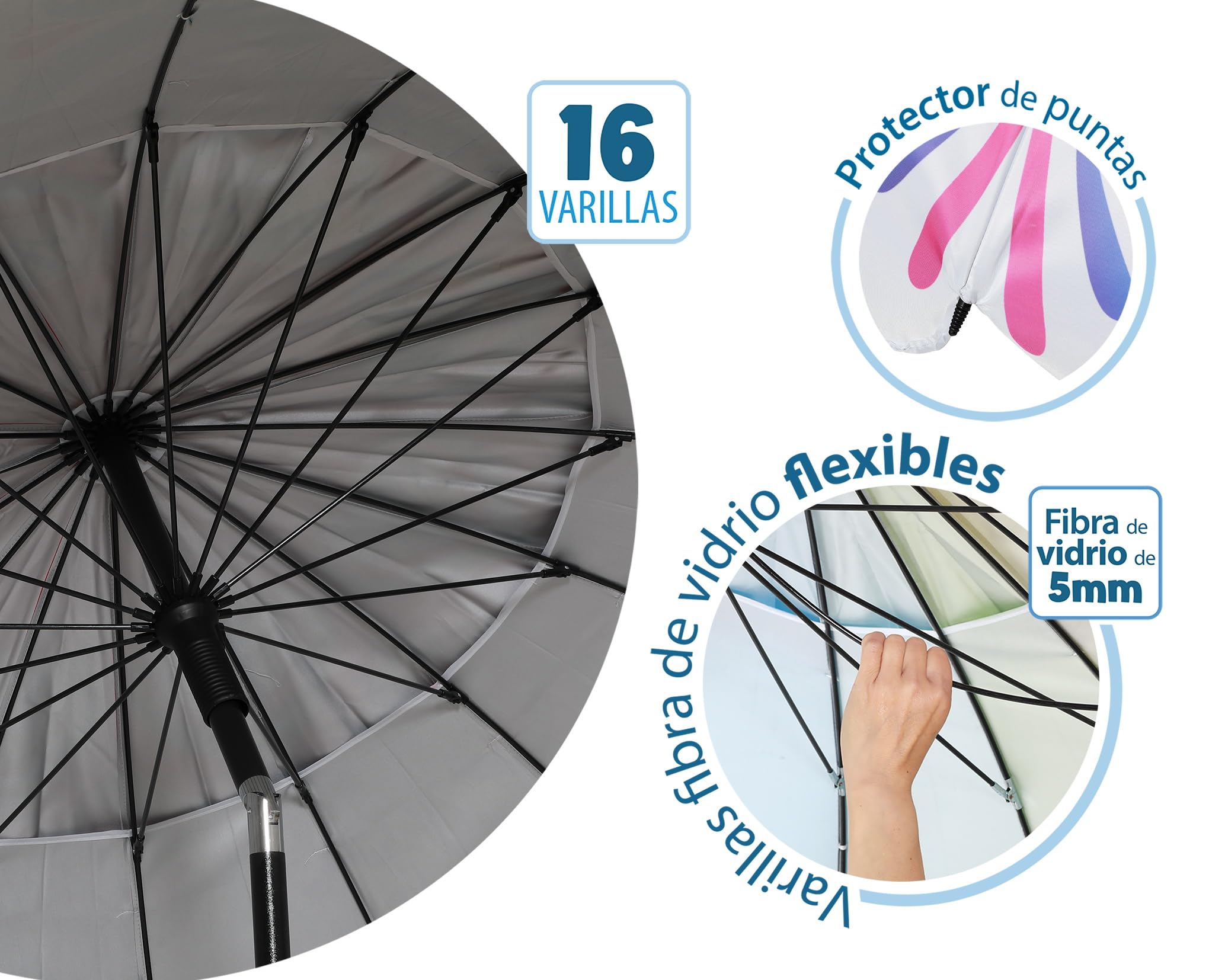 Atosa Strandschirm Mandala 220 Cm – Aluminium Mit Blumenmuster, UPF 50+, Schwenkbar, Mit Tragetasche, Himmelblau