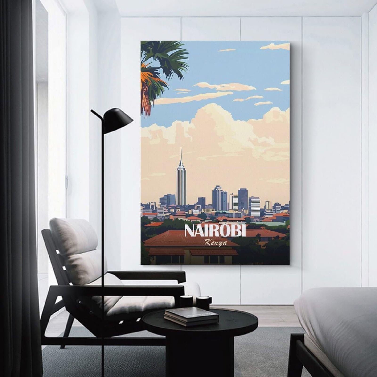 Junmoney Nairobi Skyline Room Decor Wall Art, 24x36inch(60x90cm), for Entrance Spaces, Stair Walls Or Halls, A Stylish Accent for Home Entrances