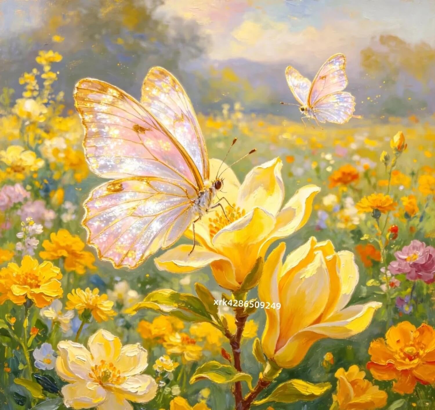 AxiangziK DIY Kit De Bordado Estampado Mariposas y flores 11CT 80x100cm