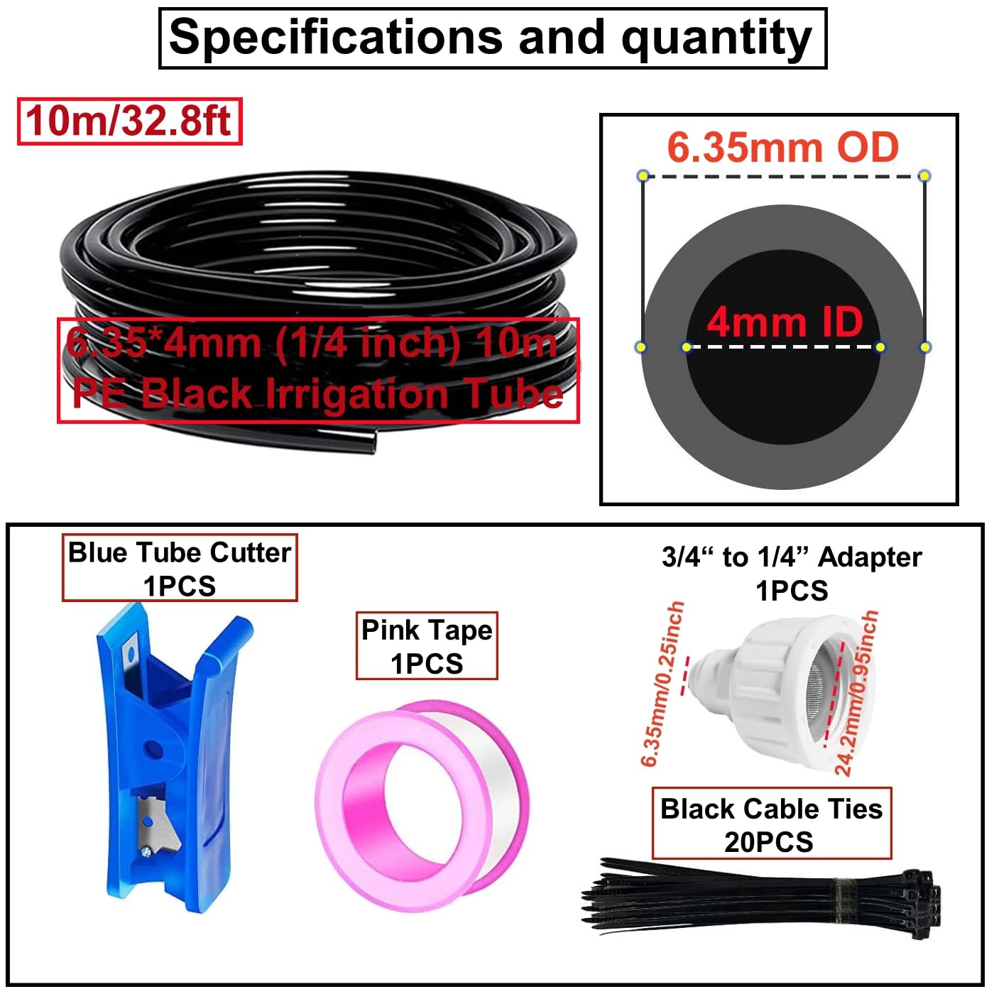 10m Kit d’Irrigation Système avec 10 Buses de Brume avec Joint en T,Système de Refroidissement parbrumisateur par Brouillard pour Jardin,Serre(Noir）