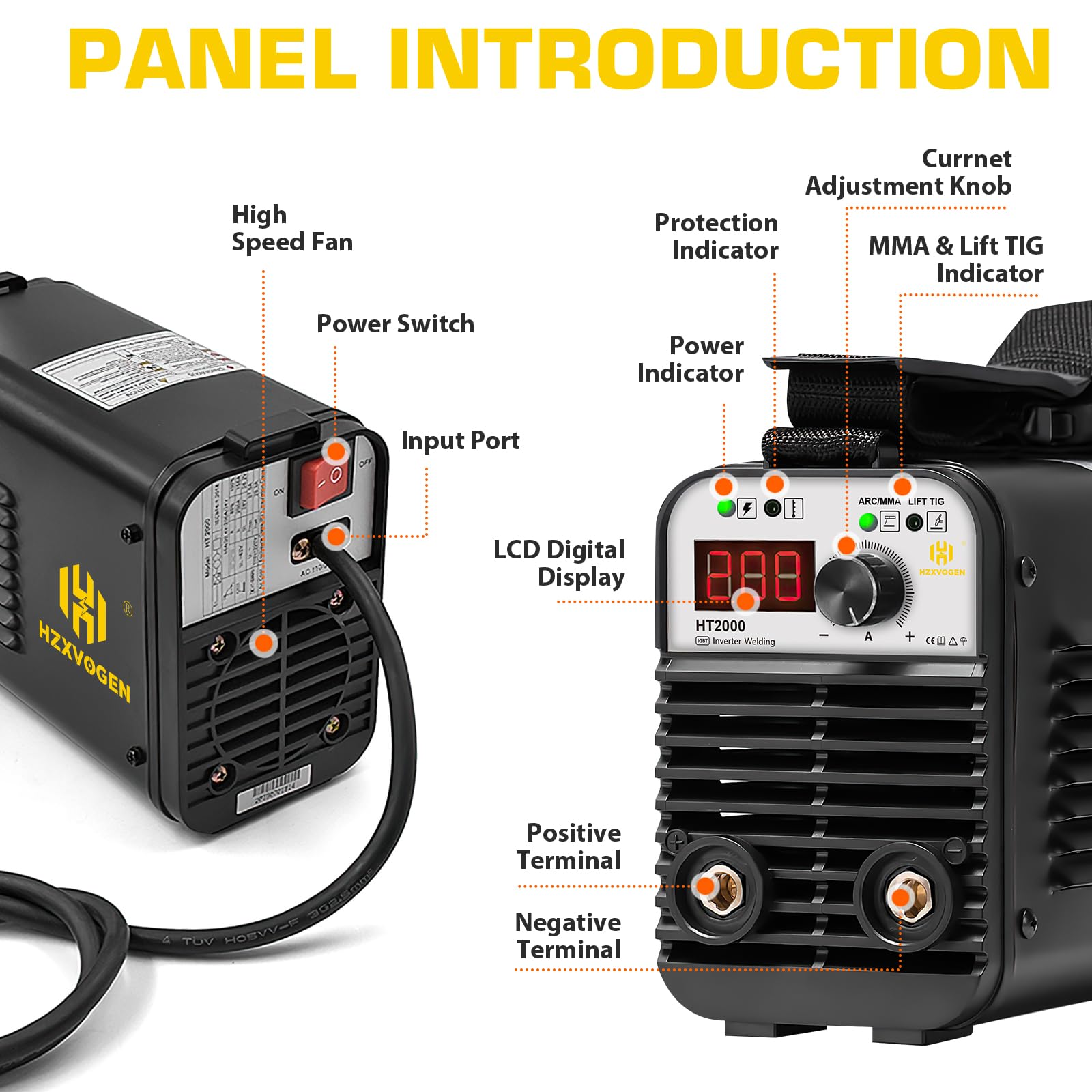 HZXVOGEN 110/220V Stick Welder 200Amp ARC MMA Lift TIG Welding Machine with Hot Start Arc force Anti-Stick IGBT Portable Mini Welder Machine with Electrode Holder Cable Clamp