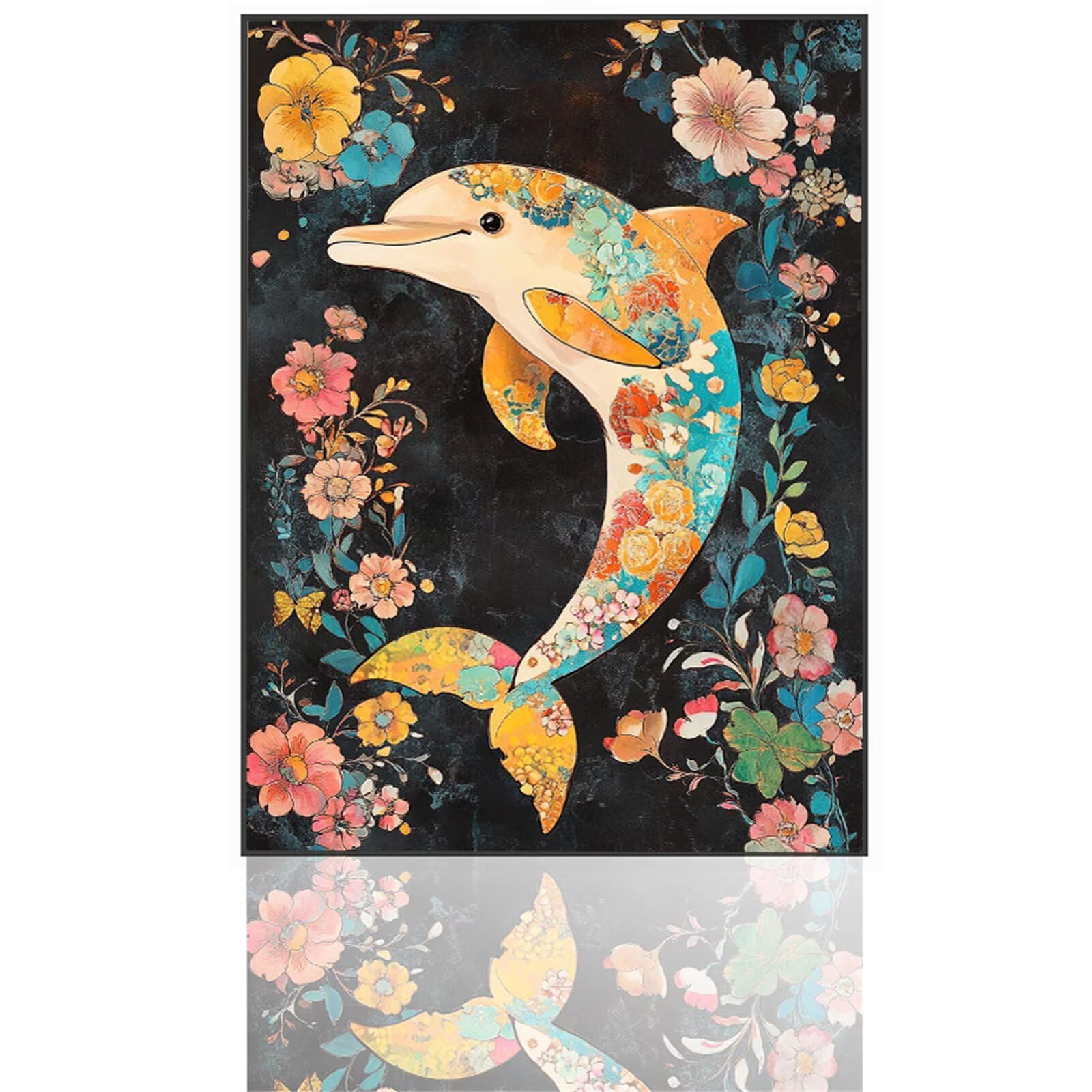 Pintar por Numeros Adultos, Pintar por Numeros Niños DelfíN, Pintar con Numeros Adultos Flor Kit Manualidades Adultos 100 x 135 cm para Principiantes, DIY Pintar por Numeros Pigmento AcríLico U2-R