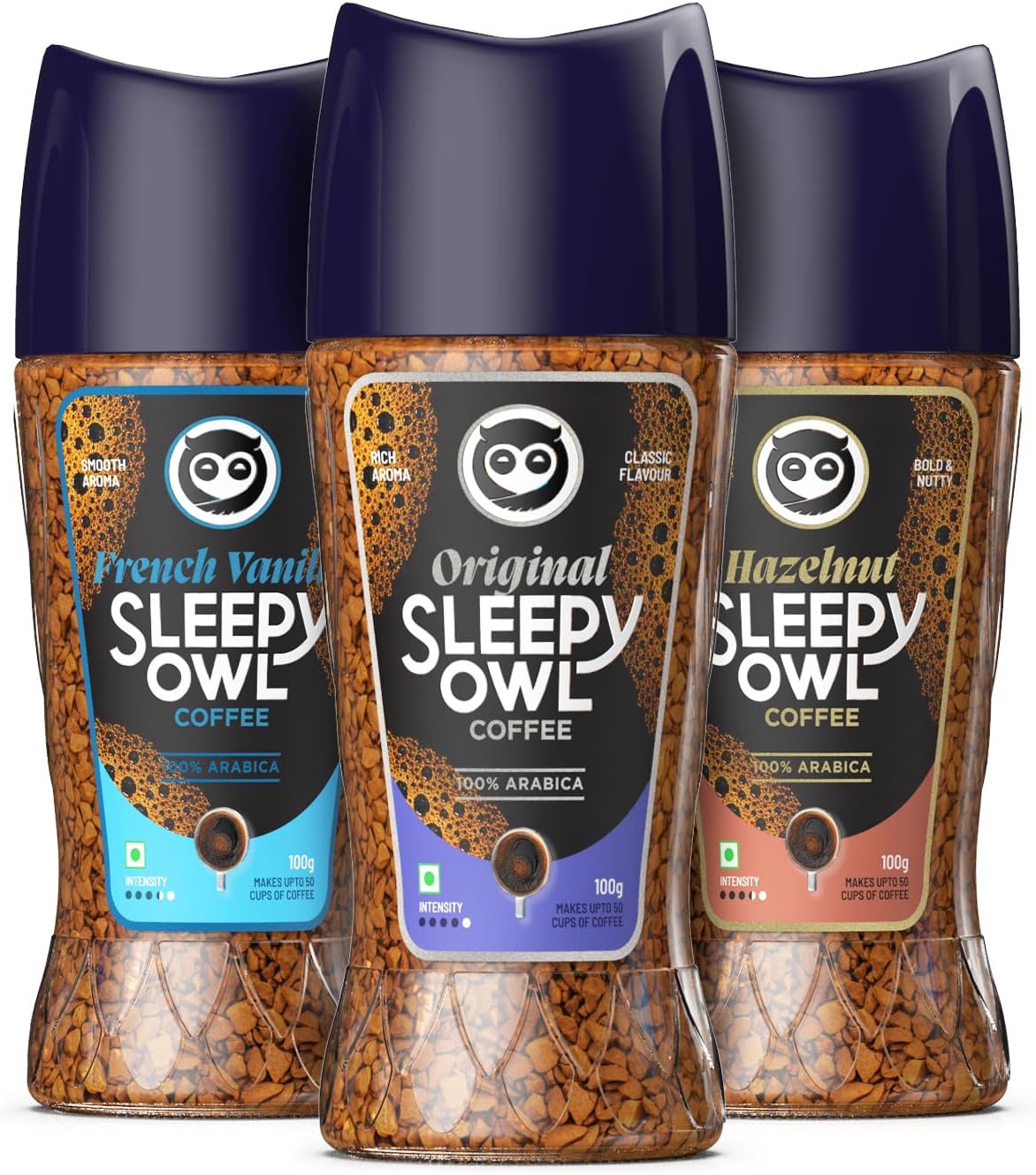 - Instant Coffee Powder Pack of 3 | Premium Combo - Original, Hazelnut, French Vanilla | 100% Arabica Beans | Delicious Assorted Flavours | Ready in Seconds | Makes 150 cups | 100gm Each